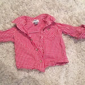 Red plaid button down shirt